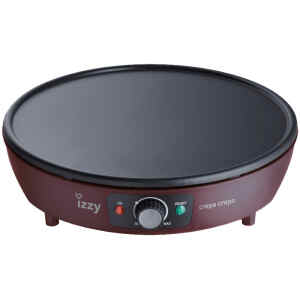 Η Izzy F638 ισχύος 1400 watt και με XL αντικολλητική επιφάνεια 30 cm κατάλληλη για την παρασκευή της κρέπας αλλά και των υλικών της. Διαθέτει 2 ξύλινες σπάτουλες, ρυθμιζόμενο θερμοστάτη, ενδεικτικές λυχνίες λειτουργίας και αντιολισθητική βάση.