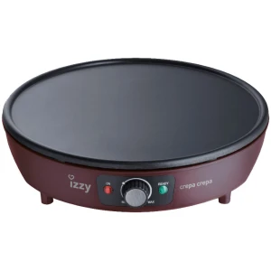 Η Izzy F638 ισχύος 1400 watt και με XL αντικολλητική επιφάνεια 30 cm κατάλληλη για την παρασκευή της κρέπας αλλά και των υλικών της. Διαθέτει 2 ξύλινες σπάτουλες, ρυθμιζόμενο θερμοστάτη, ενδεικτικές λυχνίες λειτουργίας και αντιολισθητική βάση.