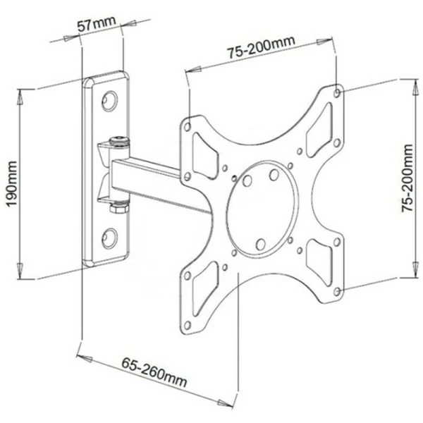 Η βάση τηλεόρασης τοίχου DMP LCD2901 με βραχίονα της DMP μπορεί να χρησιμοποιηθεί για την τοποθέτηση τόσο μικρών τηλεοράσεων (από 23 Ίντσες), όσο και μεγαλύτερων, συγκεκριμένα μέχρι και 37 Ιντσών. Για το βίδωμα της τηλεόρασης υπάρχουν υποδοχές 3 διαφορετικών τύπων Vesa, μεταξύ των οποίων βρίσκονται και οι δημοφιλείς 200x200 και 100x100 (δείτε όλους τους συμβατούς τύπους στα Χαρακτηριστικά Συμβατότητας).