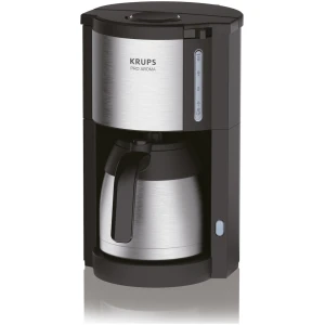 Καφετιέρα φίλτρου Krups KM305D Black με ανοξείδωτο θερμικό δοχείο 1,25 λίτρων διατηρεί τον καφέ σας φρέσκο ​​και ζεστό για έως και τέσσερις ώρες. Το Krups Pro Aroma Therm KM305D παρασκευάζει τον καφέ με την τέλεια θερμοκρασία νερού για να επιτύχει το άριστο άρωμα. Ο δείκτης στάθμης νερού στο μπροστινό μέρος, το σύστημα αποστράγγισης και το περιστρεφόμενο φίλτρο εξασφαλίζουν εύκολο χειρισμό.