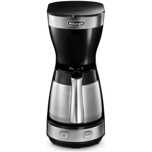 Η καφετιέρα φίλτρου Delonghi ICM16710 προσαρμόζει τη γεύση του καφέ ανάλογα με τις προτιμήσεις χάρη στη λειτουργία Aroma. Φτιάχνει έως και 10 φλιτζάνια χάρη στην κανάτα μεγάλης χωρητικότητας. Η θερμική κανάτα βοηθάει να διατηρείται ο καφές ζεστός.
