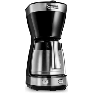 Η καφετιέρα φίλτρου Delonghi ICM16710 προσαρμόζει τη γεύση του καφέ ανάλογα με τις προτιμήσεις χάρη στη λειτουργία Aroma. Φτιάχνει έως και 10 φλιτζάνια χάρη στην κανάτα μεγάλης χωρητικότητας. Η θερμική κανάτα βοηθάει να διατηρείται ο καφές ζεστός.