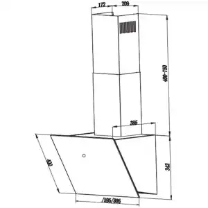 Απορροφητήρας καμινάδα Faber VRT BK A60 2LS με 1 μοτέρ με τουρμπίνα και μέγιστη ταχύτητα 580 m³/h, 2 λαμπτήρες LED LV 4000K, δυνατότητα τοποθέτησης φίλτρου άνθρακα, ενεργειακή κατανάλωση 19 Kwh και πλάτος 60cm.