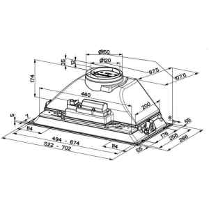 Ο μηχανισμός απορρόφησης Faber Inka Smart HC X A52 είναι εντοιχιζόμενος. Τοποθετείται σε ντουλάπια με τέτοιο τρόπο, ώστε να είναι ορατή μόνο η κάτω επιφάνειά του.