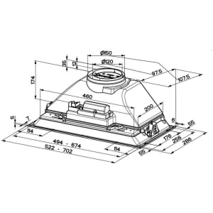 Ο μηχανισμός απορρόφησης Faber Inka Smart HC X A52 είναι εντοιχιζόμενος. Τοποθετείται σε ντουλάπια με τέτοιο τρόπο, ώστε να είναι ορατή μόνο η κάτω επιφάνειά του.