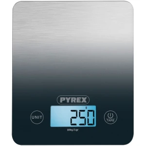 Ψηφιακή ζυγαριά Pyrex SB710 κουζίνας, θα κάνει για εσάς ακριβής μετρήσεις διευκολύνοντας έτσι αφάνταστα την διαδικασία αυτή. Με κομψή σχεδίαση Ombre διαθέτει γυάλινη επιφάνεια απογειώνοντας έτσι την ομορφιά του προϊόντος αυτού, συνδυάζοντας έτσι αυτόματα στυλ με παραγωγικότητα.