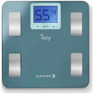 Ζυγαριά Izzy IZ-7003 μετρήστε γρήγορα το βάρος σας και δείτε το δείκτη μάζας σώματος, το ποσοστό μυϊκής μάζας, λίπους και νερού.
