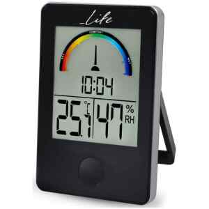 Θερμόμετρο Life WES-100 με ένδειξη ώρας και λειτουργία ξυπνητηριού, περιλαμβάνει 1x ψηφιακό θερμόμετρο / υγρόμετρο και με εύρος μετρήσιμης θερμοκρασίας στα (εσωτερικά) 0°C to +50°C.