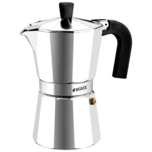 Μπρίκι Espresso Monix M620006, μπορεί να φτιάξει έως και 6 φλιτζάνια καφέ. Αποτελεί μία αρκετά πιο οικονομική λύση παρασκευής καφέ σε σχέση με μία μηχανή εσπρέσο, και για να λειτουργήσει χρειάζεται απλά να το τοποθετήσετε πάνω σε μάτι εστίας. Ο τρόπος παρασκευής του καφέ είναι πολύ απλός: Γεμίστε το κάτω τμήμα (δοχείο νερού) με νερό, χωρίς να υπερβαίνει το ύψος της βαλβίδας ασφαλείας. Στη συνέχεια συμπληρώστε αλεσμένο καφέ στο κωνικό φίλτρο, χωρίς να τον πιέσετε, αφαιρέστε τα υπολείμματα από το χείλος και τοποθετήστε το πάνω από το δοχείο νερού. Τέλος, βιδώστε το επάνω τμήμα της καφετιέρας στο δοχείο νερού και τοποθετήστε το στο μάτι της εστίας. Μόλις το νερό βράσει θα ξεκινήσει η εκχύλιση, προσφέροντας σας ζεστό και φρέσκο καφέ.