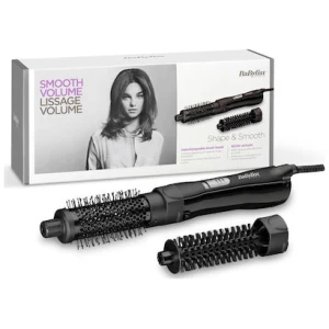 Ηλεκτρική Βούρτσα Babyliss Shape & Smooth ιονικής τεχνολογίας με 800W hot air styler με εναλλασσόμενα εξαρτήματα βούρτσας, ενισχύουν τον όγκο των μαλλιών καθώς προσφέρουν σχήμα για ένα λείο και λαμπερό αποτέλεσμα.