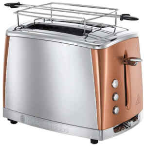 Φρυγανιέρα Russell Hobbs 24290 Luna Copper με τεχνολογία ταχύτερου ψησίματος έως και 55% πιο γρήγορο ψήσιμο και ρυθμιζόμενος έλεγχος ψησίματος.