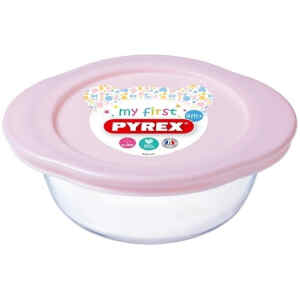 Το παιδικό φαγητοδοχείο My First Pyrex Pink σε μπλε χρώμα έχει χωρητικότητα στα 350ml, πλαστικό καπάκι, αντέχει σε θερμοκρασίες από -40 μέχρι και 300 βαθμούς και είναι ανθεκτικό σε εναλλαγές της θερμοκρασίας.