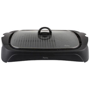 Ηλεκτρική ψησταριά Homa HG-4030L με μέγιστη ισχύ 2000W για ψήσιμο φαγητών όπως το ψάρι, το κρέας, τα λαχανικά ή ακόμα και πιο ιδιαίτερων υλικών όπως το αυγό. Τα πλεονέκτηματα των ηλεκτρικών ψησταριών είναι ότι ανάβουν αμέσως, πιάνουν θερμοκρασία γρήγορα και αποθηκεύονται εύκολα. Η ψησταριά αυτή έχει επιφάνεια ψησίματος 40x30cm και μπορείτε να ψήσετε περίπου 3 μπριζόλες τη φορά. Παρέχει δυνατότητα ρύθμισης θερμοκρασίας στο επιθυμητό επίπεδο ανάλογα με το είδος του φαγητού που θέλετε να μαγειρέψετε. Χρησιμοποιώντας το καπάκι μπορείτε να μειώσετε το χρόνο μαγειρέματος ή να κρατήσετε ζουμερά τα φαγητά σας. Αφού τελειώσετε το ψήσιμο, μπορείτε να την καθαρίσετε αφαιρώντας την πλάκα ψησίματος.