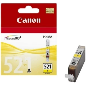 Μελάνι Canon CLI-521Y Yellow (2936B001) χρώματος κίτρινο με μέγιστο αριθμό σελίδων εκτύπωσης 470. Εκτυπώστε κείμενα και παρουσιάσεις με την ποιότητα που προσφέρει η Canon.