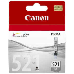 Μελάνι Canon CLI-521GY Grey (2937B001) χρώματος κίτρινο με μέγιστο αριθμό σελίδων εκτύπωσης 470. Εκτυπώστε κείμενα και παρουσιάσεις με την ποιότητα που προσφέρει η Canon.