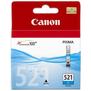 Μελάνι Canon CLI-521C Cyan (2934B001) χρώματος κίτρινο με μέγιστο αριθμό σελίδων εκτύπωσης 470. Εκτυπώστε κείμενα και παρουσιάσεις με την ποιότητα που προσφέρει η Canon.