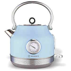 Ο βραστήρας Morris R20813WKB Μπλε, διαθέτει ισχύ 2200 Watt και χωρητικότητα 1.7 λίτρα. Μπορεί να σας προσφέρει έως και 8 φλιτζάνια ζεστού νερού. Αποτελεί έναν πολύ χρήσιμο βοηθό για την κουζίνα σας, καθώς ζεσταίνει το νερό σε μικρότερο χρονικό διάστημα, σε σχέση με ένα γκαζάκι ή μια εστία. 