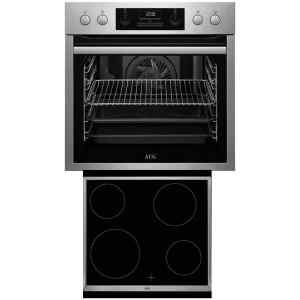 Σετ φούρνος κάτω πάγκου AEG EES331110M + HE604000XB σε χρώμα inox, αποτελούμενο απο κεραμική εστά 4 ζωνών και φούρνο χωρητικότητας φούρνου 71 λίτρων, 8 τρόπους ψησίματος, βυθιζόμενους διακόπτες και ηλεκτρονικό προγραμματιστή.