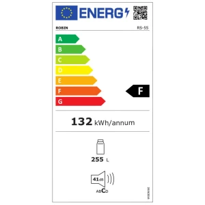 Ψυγείο Robin RS-55 με χωρητικότητα 255 λίτρα, που μπορεί να καλύψει άνετα τις ανάγκες ενός ζευγαριού ή και μιας οικογένειας 3 ατόμων.