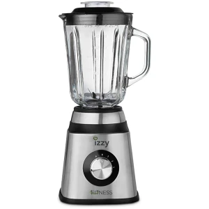 Μπλέντερ Izzy IZ-1601 inox με ισχύς 1000W, σώμα από ανοξείδωτο ατσάλι, επαγγελματικό μοτέρ υψηλής αντοχής, γυάλινη κανάτα υψηλής αντοχής 1,5Lt, κατάλληλο για θρυμματισμό πάγου και smoothies, διακεκομμένη κίνηση Pulse και 6 αποσπώμενες ανοξείδωτες λεπίδες.