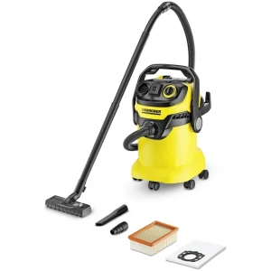 Η σκούπα υγρών / στερεών Karcher WD 5 πολλαπλων εφαρμογών έχει μεγάλη αναρροφητική ισχύ και εξοικονομεί ενέργεια. Περιλαμβάνει πλαστικό κάδο 25L και αποσπώμενη κασέτα φίλτρου με λειτουργία καθαρισμού.