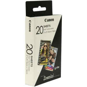 Φωτογραφικό χαρτί Instant A8 Canon ZP-2030 με συσκευασία έγχρωμου μελανιού για Canon Zoemini και 20 φύλλα Zinc φωτογραφικού χαρτιού μεγέθους A8 (5.2x7.4), για φωτογραφίες με ζωντανά χρώματα και έμφαση στη λεπτομέρεια.