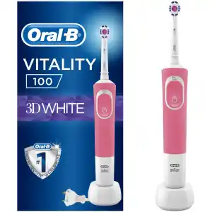 Η ηλεκτρική οδοντόβουρτσα Oral-B Vitality 100 3D White προσφέρει κλινικά αποδεδειγμένο ανώτερο καθαρισμό σε σχέση με μια απλή χειροκίνητη οδοντόβουρτσα. Ένα χρονόμετρο στη λαβή σας βοηθά να βουρτσίζετε στο συνιστώμενο από τους οδοντιάτρους χρόνο των 2 λεπτών. Και το καλύτερο απ' όλα, διατίθεται από την Oral-B, τη νούμερο 1 οδοντόβουρτσα που χρησιμοποιούν οι οδοντίατροι παγκοσμίως.
