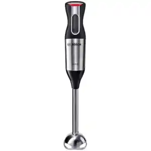 Ραβδομπλέντερ Bosch MS6CM6120 μαύρο, με ισχύ 1000 Watt. Με το ραβδομπλέντερ θα μπορέσετε να πολτοποιήσετε τρόφιμα για παιδικές τροφές, να ομογενοποιήσετε σάλτσες, να φτιάξετε σπιτική μαγιονέζα, να δημιουργήσετε smoothies από οποιοδήποτε φρούτο επιθυμείτε ή ακόμα και να ετοιμάσετε σούπες.