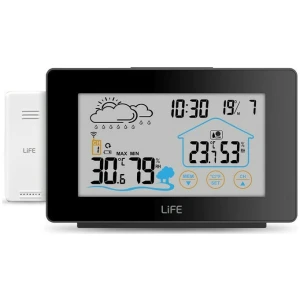 Ασύρματος μετεωρολογικός σταθμός Life Mediterranean Touch 221-0225 με οθόνη LCD 5", πλήκτρα αφής και οπίσθιο λευκό φωτισμό LED, ασύρματη εξωτερική μονάδα και λειτουργία ρολογιού / ξυπνητηριού. Προβάλλει θερμοκρασία εσωτερικού και εξωτερικού χώρου καθώς και υγρασία εσωτερικού / εξωτερικου χώρου. Διαθέτει επιπλέον ένδειξη ημερήσιας υψηλότερης/χαμηλότερης θερμοκρασίας, πρόβλεψη καιρού με γραφική απεικόνιση και ένδειξη ώρας.