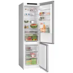 Ψυγειοκαταψύκτης Bosch KGN392LDF Inox με χωρητικότητα 363 λίτρα, που μπορεί να καλύψει άνετα τις ανάγκες μιας τετραμελούς οικογένειας. Χάρη στην τεχνολογία Total No Frost, αποφεύγεται ο σχηματισμός πάγου και επομένως δεν απαιτείται απόψυξη, καθώς με τη σταθερή κυκλοφορία του αέρα κατανέμεται ομοιόμορφα η ψύξη στους θαλάμους. Αυτό έχει σαν αποτέλεσμα να διατηρούνται τα τρόφιμα φρέσκα για μεγαλύτερο χρονικό διάστημα, ενώ παράλληλα δεν αναπτύσσονται εύκολα άσχημες μυρωδιές ή μούχλα. Θεωρείται αθόρυβο, 35db, χάρη στο χαμηλό επίπεδο θορύβου που διαθέτει.