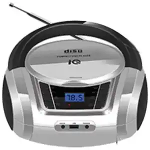 Φορητό ηχοσύστημα IQ CD-498 ασημί ισχύος 2x2 watt. Διαθέτει ψηφιακό ραδιόφωνο FM, αναπαραγωγή CD-R / CD-RW / ΜΡ3 / WMA και θύρα USB. Φορητό ράδιο-CD με οθόνη LCD για αναπαραγωγή αρχείων ΜΡ3 / WMA.