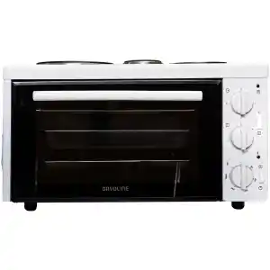 Ηλεκτρικό φουρνάκι Davoline EC 450 Chef White ισχύος 3100 Watt, χωρητικότητας 28 lt, με 3 εστίες και τέλεια θερμομόνωση με τριπλού κρυστάλλου.