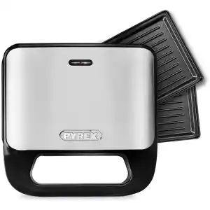 Η τοστιέρα Pyrex SB-298 μαύρη, με ισχύ 800 Watt, μπορεί να ψήσει ταυτόχρονα έως και 2 τόστ. Οι πλάκες της είναι με ραβδώσεις, οι οποίες δε συγκρατούν πολλά υγρά όπως λάδια και λίπη, και έτσι το ψήσιμο γίνεται πιο υγιεινό.