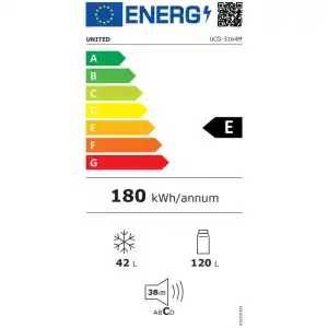 Ψυγειοκαταψύκτης United UCS-3164M inox με χωρητικότητα 162 λίτρα, που μπορεί να καλύψει τις ανάγκες ενός ή δύο ατόμων.