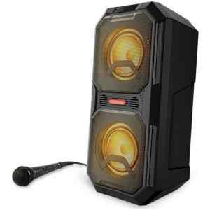 Σύστημα Karaoke Motorola Sonic Maxx 820 με Bluetooth 5.0, μικρόφωνο για karaoke, υποδοχή για όργανο και φώτα LED. Διαθέτει μεγάλη μπαταρία λιθίου 4400 mA ικανή να προσφέρει αναπαραγωγή μουσικής για έως και 20 ώρες! Με ισχύ 80W RMS θα γεμίσει το χώρο με τη μουσική σας, και τα φώτα LED από το subwoofer θα τον γεμίσουν με χρώμα και κίνηση. Διαθέτει θύρα USB με δυνατότητα αναπαραγωγής μουσικής αλλά και φόρτισης άλλων συσκευών, ακριβώς όπως ένα powerbank. Στην υποδοχή Aux-In μπορείτε να συνδέσετε συσκευές για αναπαραγωγή μουσικής. Διαθέτει επίσης υποδοχές 6.5 mm για σύνδεση μικροφώνου και μουσικού οργάνου, λειτουργία TWS ώστε να μπορείτε να συνδέσετε επιπλέον ηχεία για ακόμα μεγαλύτερη ένταση ήχου, equalizer και ραδιόφωνο FM. Είναι ανθεκτικό στο νερό με πιστοποίηση IPX4 ώστε να μπορείτε να το παίρνετε άφοβα μαζί σας.
