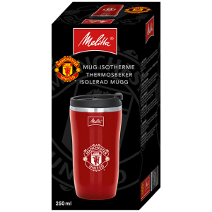 Η κούπα θερμός Melitta Man Utd ταξιδιού διατηρεί τα αγαπημένα σας ποτά ζεστά αλλά και κρύα, επειδή αποτελείται από σώμα διπλού τοιχώματος από ανοξείδωτο χάλυβα με βέλτιστες μονωτικές ιδιότητες. Ο εργονομικός σχεδιασμός και η αντιολισθητική του επιφάνεια το καθιστούν εύκολο στη χρήση και ελκυστικό.