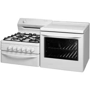 Κουζίνα & εστία αερίου Westinghouse GEK1285W λευκή υπερυψωμένη κουζίνα με ανεμιστήρα και συμβατικό φούρνο αερίου, φούρνο μεικτής χωρητικότητας 80 λίτρων, εστίες υγραερίου 4 εστιών, ξεχωριστή σχάρα, ηλεκτρονική ανάφλεξη και χρονοδιακόπτη 60 λεπτών.
