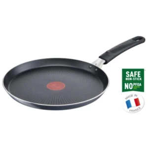 Κρεπιέρα Tefal XL Force 25cm κατασκευασμένη από αλουμίνιο και ανθεκτική αντικολλητική επίστρωση για υγιεινό και γρήγορο μαγείρεμα. Διαθέτει βάση που διαχέει τη θερμότητα, για ομοιογενές μαγείρεμα, ιδανική για να φτιάξετε κρέπες και pancakes. 