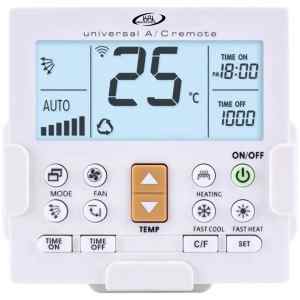 Universal τηλεχειριστήριο για κλιματιστικό KAL Electronics K-650E, ιδανικό για αντικατάσταση του χαλασμένου ή χαμένου τηλεχειριστηρίου σας. Είναι συμβατό με τα περισσότερα μοντέλα κλιματιστικών της αγοράς και μπορείτε να αναζητήσετε το μοντέλο σας μέσα από την παρεχόμενη λίστα συμβατότητας. Ο προγραμματισμός του είναι εύκολος και γρήγορος, ενώ καλύπτει όλες τις κύριες λειτουργίες του αυθεντικού χειριστηρίου, όπως ρύθμιση θερμοκρασίας και ταχύτητας, ενώ η εμβέλεια του είναι ικανοποιητική.