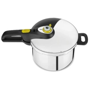 Χύτρα ταχύτητας Tefal Secure 5 Neo 6lt, με 2 προγράμματα μαγειρέματος, κατάλληλη για όλες τις εστίες (εμαγιέ, κεραμικές ή επαγωγικές). Έχει τριπλή επίστρωση με ανοξείδωτο-αλουμίνιο-ανοξείδωτο για να θερμαίνεται άμεσα και για εξαιρετική αντοχή.