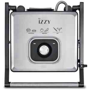 Τοστιέρα Izzy IZ-2016 224147 inox διαθέτει μεγάλες πλάκες με ραβδώσεις και αντικολλητική επιφάνεια, για εύκολο και απλό καθαρισμό.