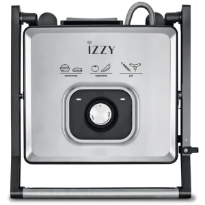 Τοστιέρα Izzy IZ-2016 224147 inox διαθέτει μεγάλες πλάκες με ραβδώσεις και αντικολλητική επιφάνεια, για εύκολο και απλό καθαρισμό.
