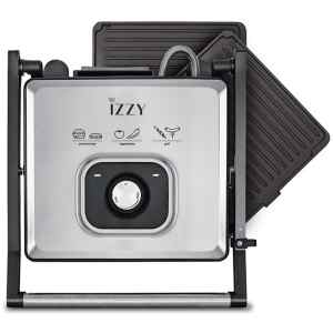 Τοστιέρα Izzy IZ-2016 224147 inox διαθέτει μεγάλες πλάκες με ραβδώσεις και αντικολλητική επιφάνεια, για εύκολο και απλό καθαρισμό.