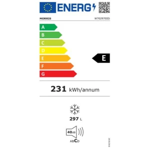 Καταψύκτης μπαούλο Morris W70297EED με συνολική ωφέλιμη χωρητικότητα 297 lt, κατάψυξη 4 αστέρων, ικανότητα κατάψυξης σε 24 ώρες, 13.6 kg και χρόνο διατήρησης τροφίμων σε διακοπή ρεύματος 40 ώρες.