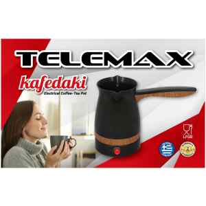 Ηλεκτρικό μπρίκι Telemax Kafedaki 31-0020 μαύρο, με ισχύ 1000 Watt. Το ηλεκτρικό μπρίκι θα σας βοηθήσει να προετοιμάσετε τον ελληνικό σας καφέ πιο γρήγορα και εύκολα, σε σχέση με ένα συμβατικό μπρίκι που τοποθετείται στο γκαζάκι ή στην εστία σας. Διαθέτει χωρητικότητα 250 ml και μπορεί να παράξει έως και 3 μονά φλιτζάνια ελληνικού καφέ. Η διαδικασία είναι πολύ απλή και είναι ίδια με την παρασκευή ελληνικού καφέ σε συμβατικό μπρίκι. Προσθέτετε την ποσότητα νερού που χρειάζεστε για τον καφέ σας, στη συνέχεια προσθέτετε όσες κουταλιές καφέ και ζάχαρης επιθυμείτε, θέστε το σε λειτουργία, και ο καφές σας θα είναι έτοιμος μέσα σε λίγα λεπτά. Φυσικά μπορείτε να το χρησιμοποιήσετε απλά για να βράσετε νερό, όπως θα κάνατε με ένα απλό μπρίκι. Διαθέτει χερούλι ώστε να σερβίρετε τον καφέ σας με ευκολία στο φλυτζάνι.