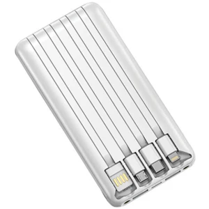 Power Bank Egoboo EBFCB100C-WHI 10W με δύο USB με ενσωματωμένα καλώδια εξόδου lightning, type-C, micro USB και USB-A καλώδιο εισόδου. Το Power bank της Egoboo έχει μια χωρητικότητα 10000mAh που μπορεί να φορτίσει περίπου 2 φορές ένα συνηθισμένο κινητό τηλέφωνο. Περιλαμβάνει μια θύρα USB-A, μια θύρα USB-C και μπορεί να φορτίσει μια συσκευή με έως και 2Α.
