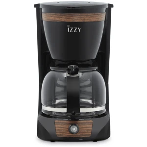 Καφετιέρα φίλτρου Izzy C108S μαύρη με wooden λεπτομέρειες, 10-12 φλυτζάνια, γυάλινη κανάτα 1,25Lt, μόνιμο αφαιρούμενο φίλτρο, ενεργειακά φιλικός σχεδιασμός με πλάκα που απενεργοποιείται μετά από 30 λεπτά, ένδειξη στάθμης νερού και τεχνολογία Anti-drip, για ασφαλή αφαίρεση της κανάτας.
