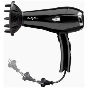 Σεσουάρ μαλλιών Babyliss D374DE με ισχύς 2000 watt, 3 επίπεδα θερμοκρασίας/ 2 ταχύτητες, ιονική τεχνολογία, επιλογή κρύου αέρα, συγκεντρωτής αέρα, φυσούνα για σγουρά μαλλιά, 1,65m επαγγελματικό καλώδιο, αυτόματο τύλιγμα καλωδίου και 3 χρόνια εγγύηση.