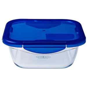 Φαγητοδοχείο Pyrex Cook & Go 333243 0.8lt 16x16cm μπλε. Τετράγωνο φαγητοδοχείο Cook&Go 0.8L. Η ανθεκτικότητα του σε εναλλαγές θερμοκρασίας έως 220°C, το κάνει ιδανικό για μαγείρεμα και αποθήκευση. Με στεγανοποιημένο πλαστικό καπάκι, κατάλληλο και για μεταφορά υγρών.