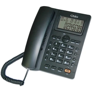 Ενσύρματο τηλέφωνο Osio OSW-4710 μαύρο, με καταγραφή 50 αριθμών στη λίστα εισερχόμενων κλήσεων, 15 αριθμών στη λίστα εξερχόμενων κλήσεων, ένδειξη ημερομηνίας και ώρας στην οθόνη και ρύθμιση φωτεινότητας της οθόνης LCD σε 5 βήματα, 4 πλήκτρα μνήμης και δυνατότητα στερέωσης του τηλεφώνου και στον τοίχο.